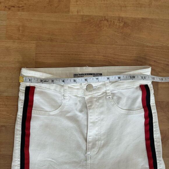 Zara White Skinny Jeans with Stripe Size 2 - Picture 3 of 6